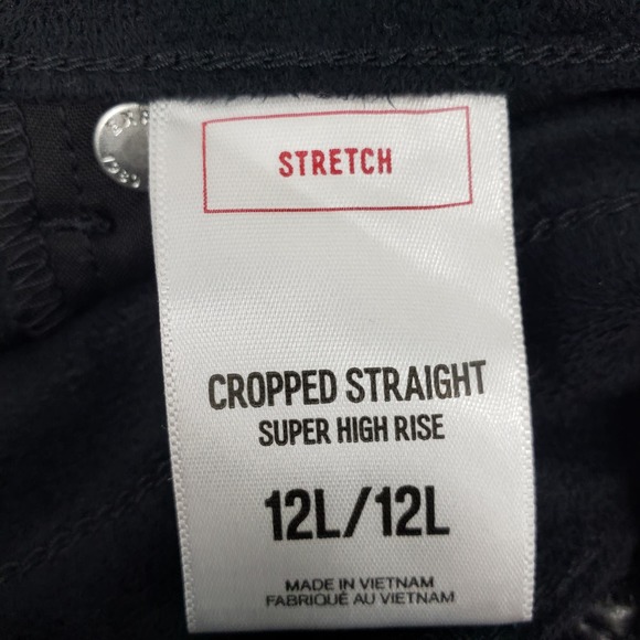 Express Vegan Leather Pants 12L LONG Faux Super High Rise Cropped Straight Black - Picture 5 of 12